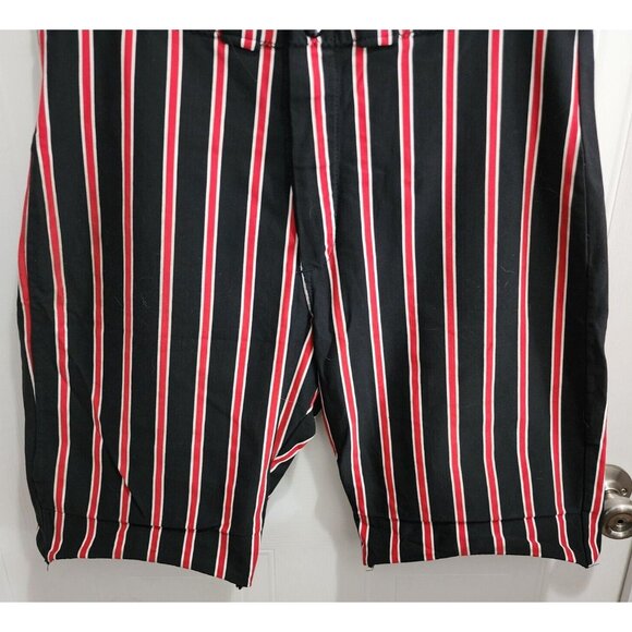 Vtg POWERS Custom Tailored Athletic Baseball Uniform Shorts Black/Red Striped 33 - Picture 7 of 10